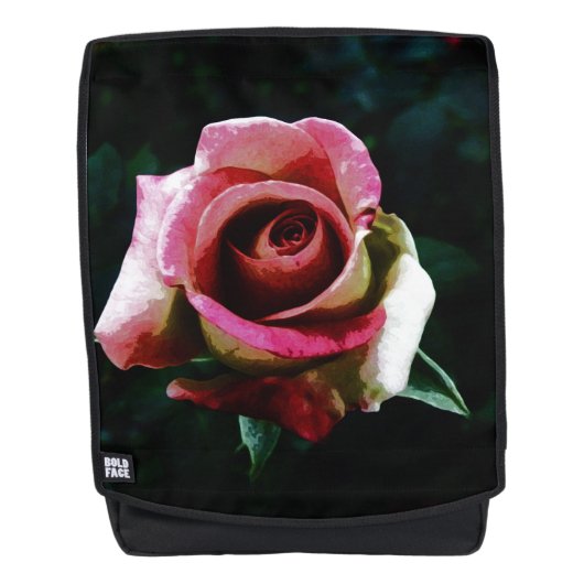 Ölgemalte rote Rose Rucksack (Vorderseite)