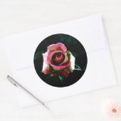 Ölgemalte rote Rose Runder Aufkleber (Umschlag)