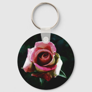 Ölgemalte rote Rose Schlüsselanhänger