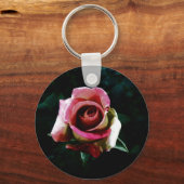 Ölgemalte rote Rose Schlüsselanhänger (Vorderseite)