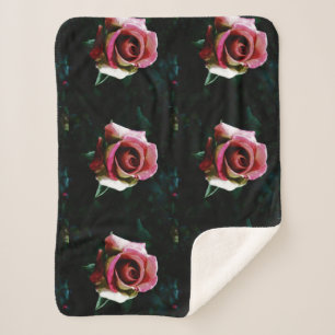 Ölgemalte rote Rose Sherpadecke