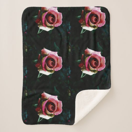Ölgemalte rote Rose Sherpadecke (Vorderseite)