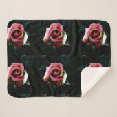 Ölgemalte rote Rose Sherpadecke (Vorderseite (Horizontal))