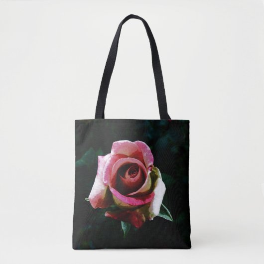 Ölgemalte rote Rose Tasche (Vorderseite)