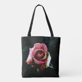 Ölgemalte rote Rose Tasche (Rückseite)
