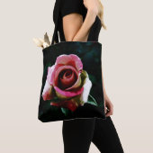 Ölgemalte rote Rose Tasche (Von Nahem)