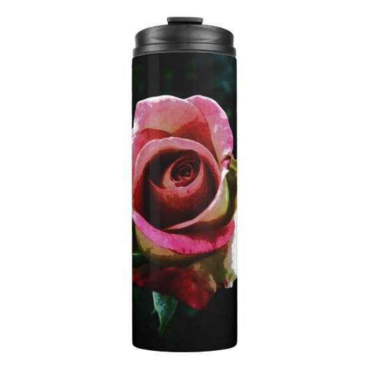 Ölgemalte rote Rose Thermosbecher (Vorderseite)