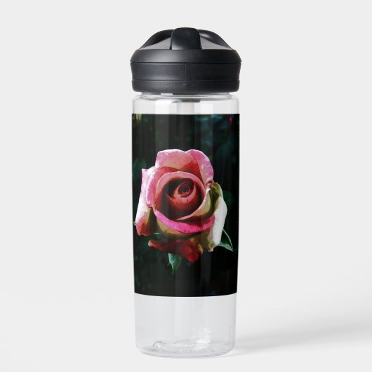 Ölgemalte rote Rose Trinkflasche (Vorderseite)
