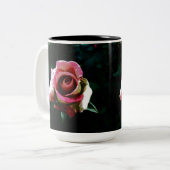 Ölgemalte rote Rose Zweifarbige Tasse (Vorderseite Links)