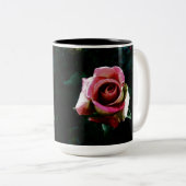 Ölgemalte rote Rose Zweifarbige Tasse (VorderseiteRechts)