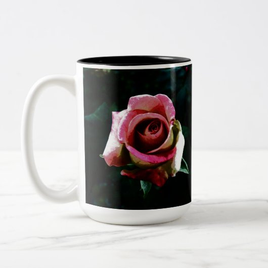 Ölgemalte rote Rose Zweifarbige Tasse (Links)