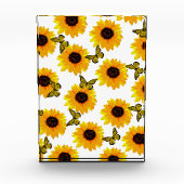 Ölgemalte Sonnenblumen und Schmetterlinge, Fotoblock (Vorderseite)