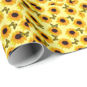 Ölgemalte Sonnenblumen und Schmetterlinge, Geschenkpapier (Rolleneckpunkt)