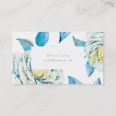 Ölgemalte weiße Rose Blue Visitenkarte (Rückseite)