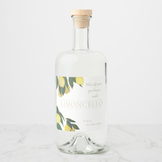 Ölgemalte Zitronenflasche Alkoholflaschenetikett (Vorderseite)