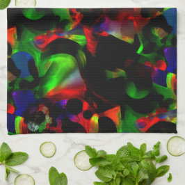 Ölige grüne und rote Flecken mit dunklen Teilen Geschirrtuch