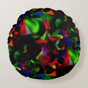Ölige grüne und rote Flecken mit dunklen Teilen Rundes Kissen