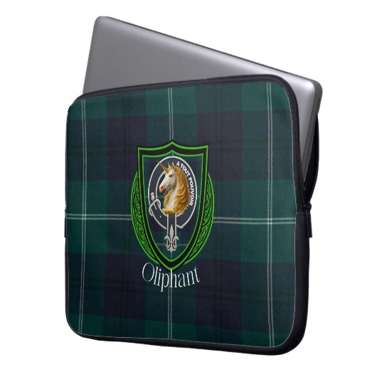 Oliphant Scottish Clan Tartan and Crest Laptopschutzhülle (Vorderseite Links)