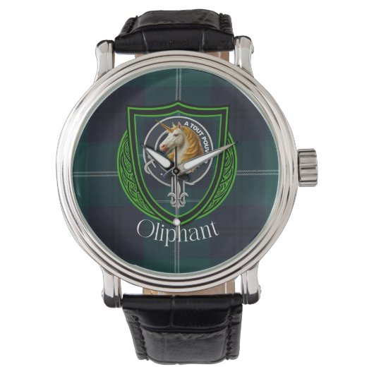 Oliphant Scottish Clan Tartan & Crest Armbanduhr (Vorderseite)