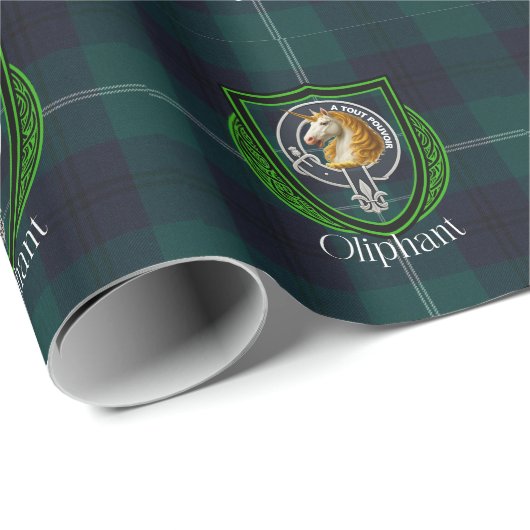 Oliphant Scottish Clan Tartan & Crest Geschenkpapier (Rolleneckpunkt)