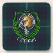Oliphant Scottish Clan Tartan & Crest Getränkeuntersetzer (Vorderseite)