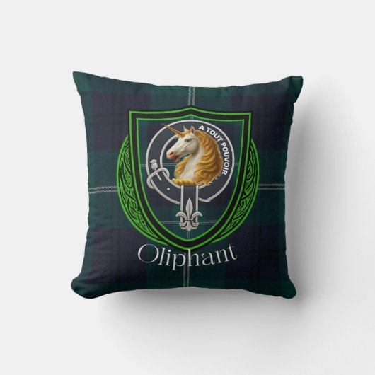 Oliphant Scottish Clan Tartan & Crest Kissen (Vorderseite)