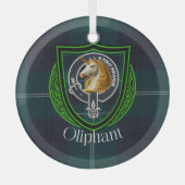 Oliphant Scottish Clan Tartan & Crest Ornament Aus Glas (Vorderseite)
