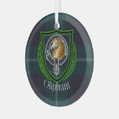 Oliphant Scottish Clan Tartan & Crest Ornament Aus Glas (Vorderseite links)