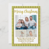 Oliv-Gingham-Kariert 3 Foto Weihnachten (Vorderseite)