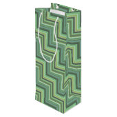 Oliv Green Stripes Pattern Geschenktüte Für Weinflaschen (Rückseite Schrägansicht)