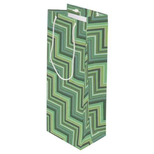 Oliv Green Stripes Pattern Geschenktüte Für Weinflaschen (Vorderseite Schrägansicht)