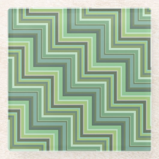 Oliv Green Stripes Pattern Glasuntersetzer (Vorderseite)