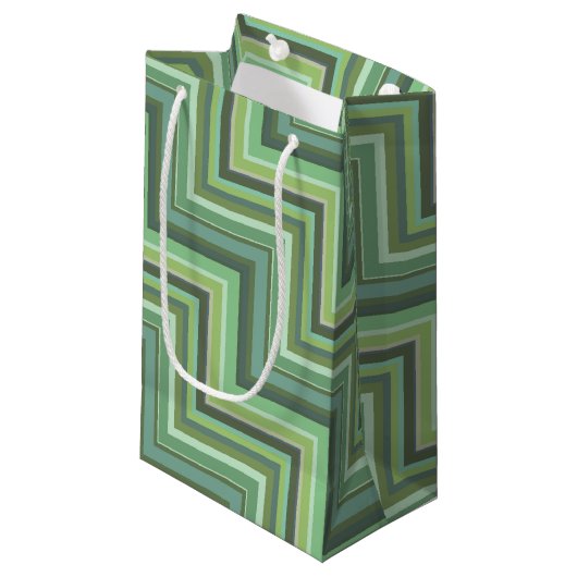 Oliv Green Stripes Pattern Kleine Geschenktüte (Vorderseite Schrägansicht)