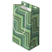 Oliv Green Stripes Pattern Kleine Geschenktüte (Rückseite Schrägansicht)