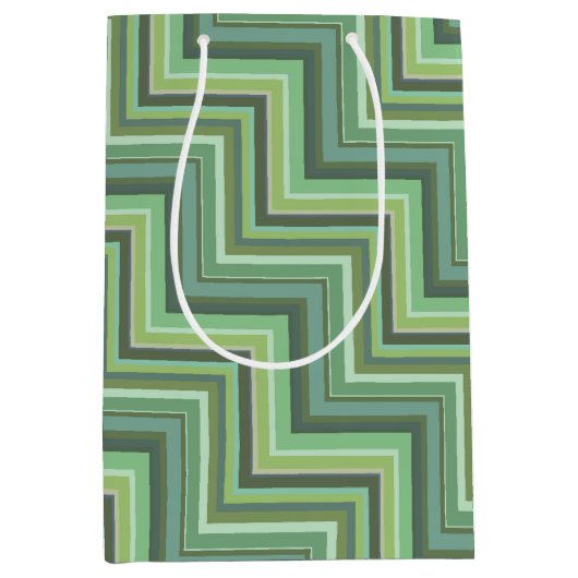 Oliv Green Stripes Pattern Mittlere Geschenktüte (Vorderseite)