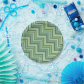 Oliv Green Stripes Pattern Pappteller (Party)