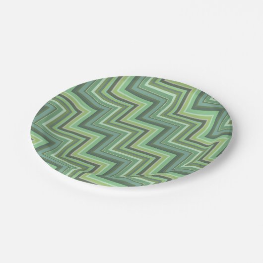 Oliv Green Stripes Pattern Pappteller (Schrägansicht)