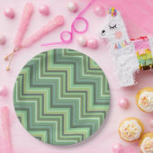 Oliv Green Stripes Pattern Pappteller (Party)