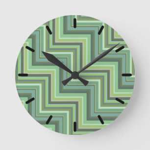 Oliv Green Stripes Pattern Runde Wanduhr