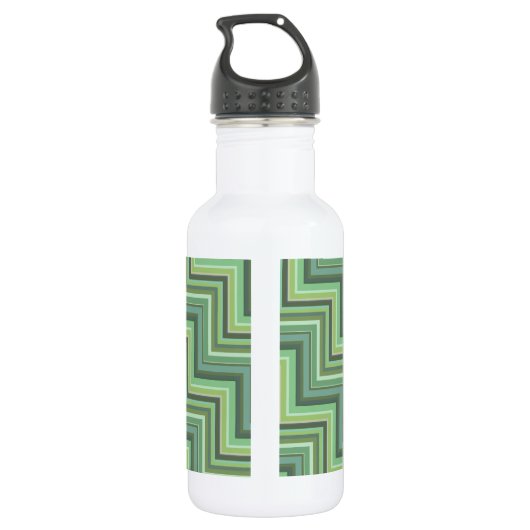 Oliv Green Stripes Pattern Trinkflasche (Rückseite)