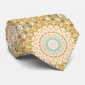Oliv- und Bernstein modernes Mandala-Design Krawatte (Gerollt)