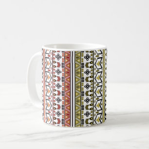 Oliv- und braungeometrisches ethnisches Ornament Kaffeetasse