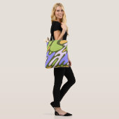 Oliv- und Lavendel-Diagonal-Pinselstrich-Muster Tasche (Am Model)