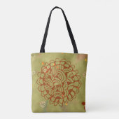 Oliv- und Rostgrüner Grunge-Blumen-Sonnen-Design Tasche (Rückseite)