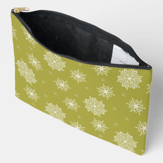 Oliv Whimsical Celestial Floral Groß Zubehörtasche (Offen)