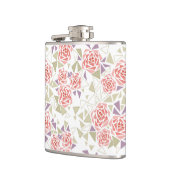 olivbeiger Mosaik-Blumenmuster Retro Flachmann (Links)