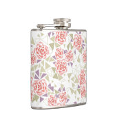 olivbeiger Mosaik-Blumenmuster Retro Flachmann (Rechts)