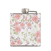 olivbeiger Mosaik-Blumenmuster Retro Flachmann (Rückseite)