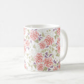 olivbeiger Mosaik-Blumenmuster Retro Kaffeetasse (VorderseiteRechts)