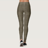Olivbraun-glitch-texturiertes Webkaromuster Leggings (Rückseite)